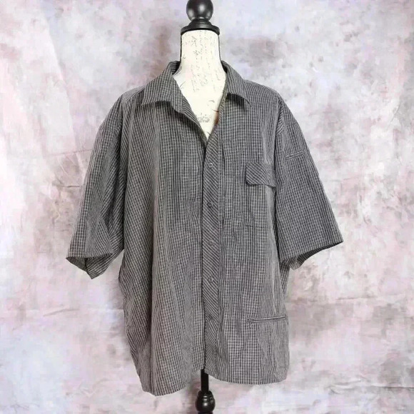 Vintage Propper 2XL brown check short sleeve tactical shirt magnetic pockets - Picture 1 of 14